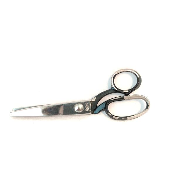 Griffon Black Silver Scalloped Cutting Scissors Italy Vintage Heavy Ridges Craft - Picture 1 of 6